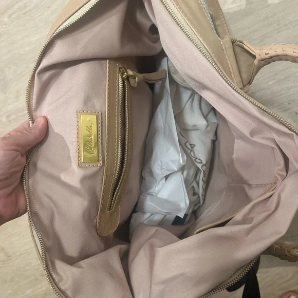 Checkered Tan and Cream Women's Bag - Picture 9 of 12